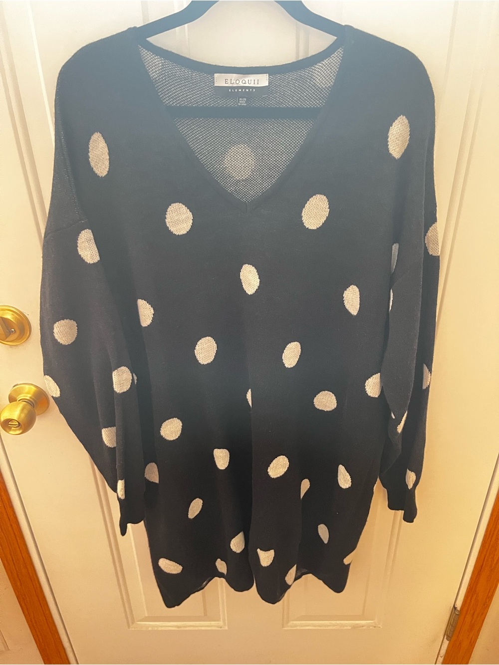 Eloquii Elements Black Polka Dot Sweater Dress Size 18/20